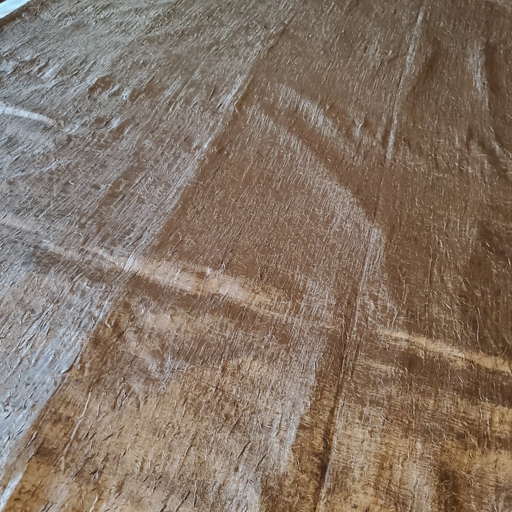 Chocolate Brown Crushed Taffeta Lined 2 Curtain Panels 48x63 Textured Drapes Rod
